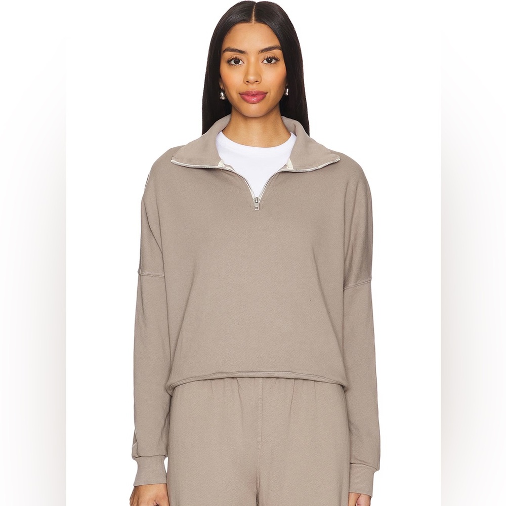 NWT perfectwhitetee Maren 1/4 zip sweatshirt S